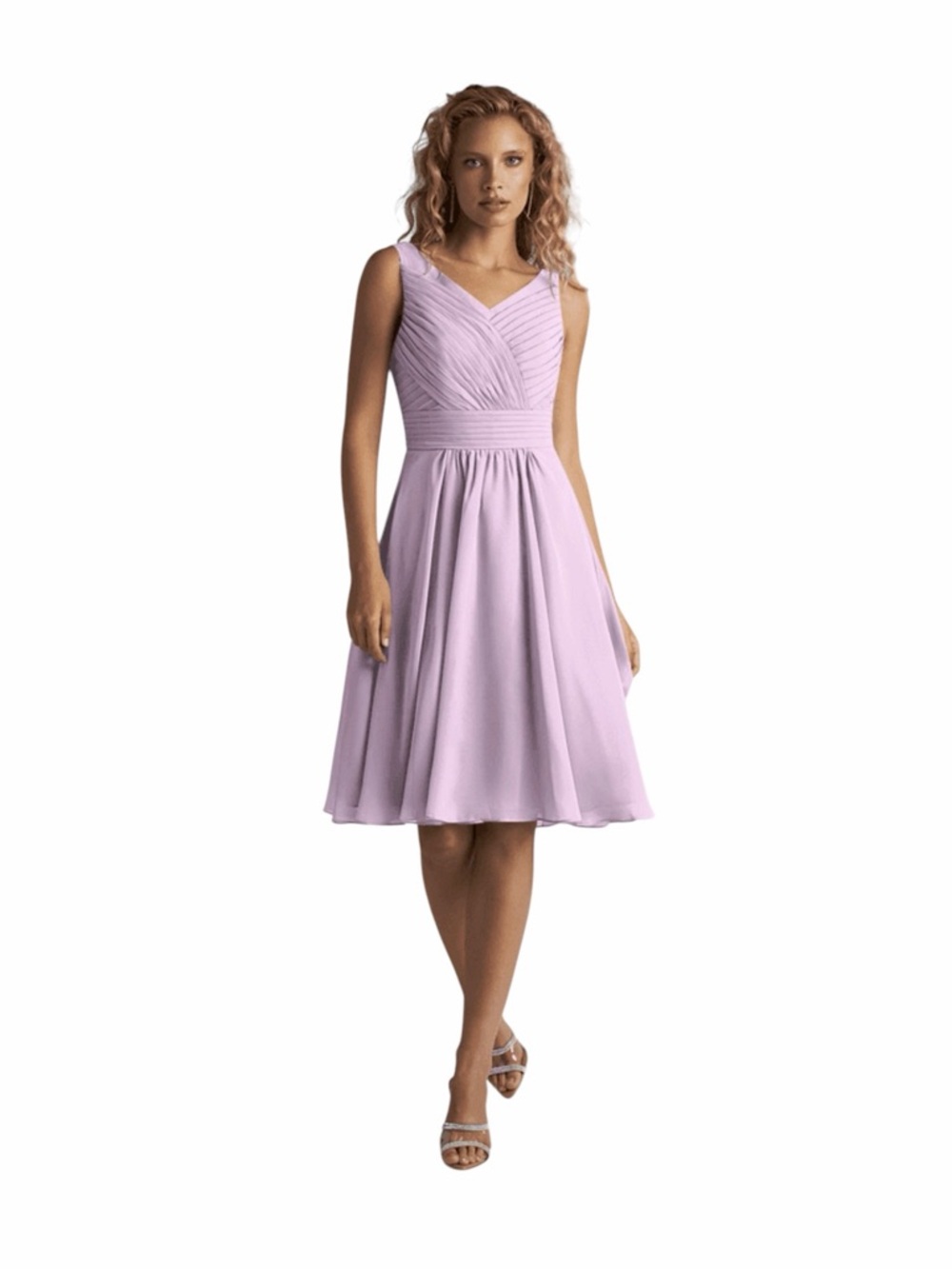 NWT🌺Azazie•Grace Lilac Chiffon Sleeveless V Neck Midi Dress